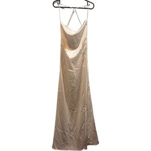 Chic Cream Open Back Evening Dress